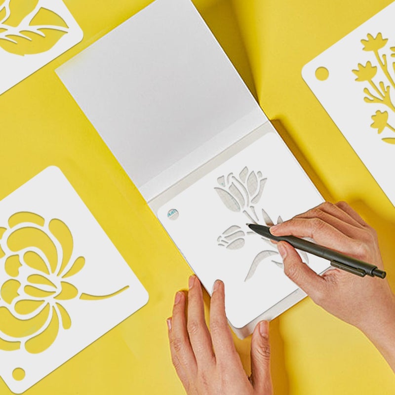 Resflyar 20 PCS 3 Inch Flower Stencils, Large Flower Plant Reusable Plastic Templates for Painting on Wood, Sunflower Rose Stencils Set for Rock Wood Canvas Drawing Art Fabric Tile Home DIY Craft Decoration - Image 5